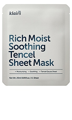 ТКАНЕВАЯ МАСКА RICH MOIST SOOTHING TENCEL SHEET MASK Klairs $3 ЛИДЕР ПРОДАЖ